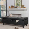 Storage Ottoman Bench Faux Leather Padded Seat Bed End Bench Hallway Long Stool