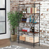 5 Tier Storage Shelves Ladder Bookshelf Industrial Bookcase Unit Rustic Brown UK