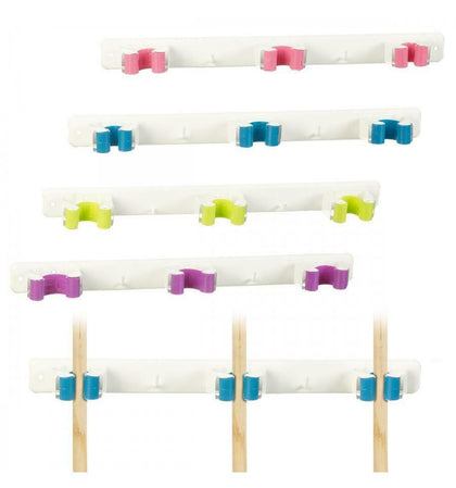 2 x Wall Mounted 3 Rack Kitchen Storage Mop Organizer Holder Brush Broom Set
