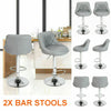 2X Bar Stools Leather Swivel Gas Lift Breakfast Bar Rest Chairs Kitchen Grey