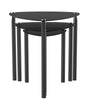 SET OF 3 NESTING TABLES/END SIDE TABLE-Black Glass,Chrome Legs -