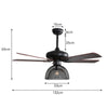 Industrial Ceiling Fan Light 52'' Reversible Blade Fan with Light Remote Control