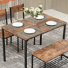 Dining Table and Chairs Set Wooden Steel Frame 2/4 Seat Modern Kitchen Set Brown