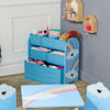 Blue Rainbow Design Wooden Home Storage Rack With Six Baskets Kids Toys Shelving