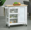 White Rolling Kitchen Island Cabinet Buffet Wheels Drawer Trolley Serving Cart