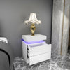 High Gloss Front Chest of 2 Drawers Bedside Table Cabinets LED Light Nightstand
