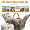 4 Person Luxury Wicker Basket Outdoor Picnic Hamper Set with Rug/Blanket Willow