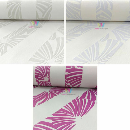 AS Creation ESprit Stripe Pattern Wallpaper Palm Leaf Flower Designer Embossed