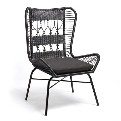 Cane Style Wing Back Rattan Chair – Hand Woven Wicker – Outdoor Garden