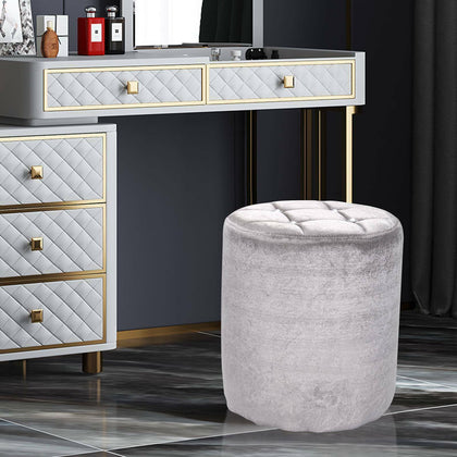Retro Velvet Round Stool Dressing Table Stool Chair Vanity Footstool Guest Seat