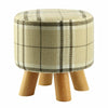 Luxury Padded Wooden Footstool Ottoman Square Round Pouffe Stool Wooden 4 Legs