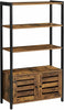 3 Tier Wooden Industrial Style Book Shelf Cabinet Case Display Rack Unit 2 Door