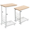 Computer Notebook Desk Adjustable Sofa Bed Side Coffee Table with Shelf on Wheel