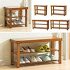 3Tier Natural Wooden Shoe Rack Bench Organiser Stand Storage Shelf Seat Entryway