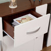 Wooden Luxurious Sideboard/Cupboard Storage Cabinet with LED Lights White+Walnut