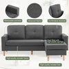 3 Seater Sofa Corner Sofa Modern Fabric Upholstered Sofa Couch with Footrests