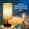 Modern USB Table Lamp Fabric Bedside Table Lamp With Dual USB Charging Ports