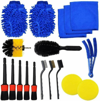 18Pcs Car Detailing Brush Kit Boar Hair Auto Interior Wheel Gap Cleaning Tool