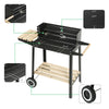 Rectangular BBQ Barbecue Steel Charcoal Grill Outdoor Patio Garden Wheels