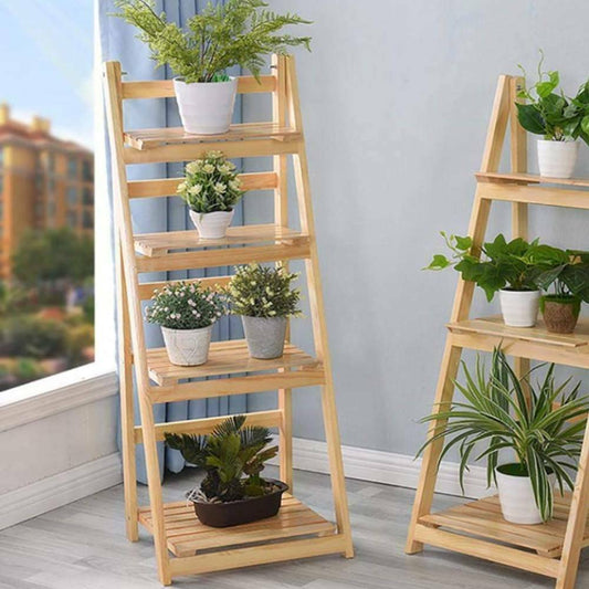 Ladder Plant Flower Pot Shelf Stand Bookcase Garden Storage Rack Display Folding
