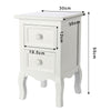 1 Pair White Bedside Tables Unit Nightstand Cabinet with Drawers Bedroom Storage