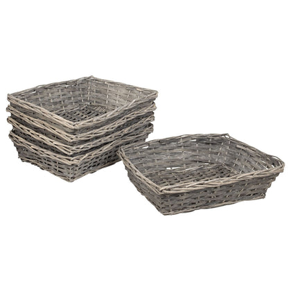 5 x Wicker Grey Gift Basket Storage Hamper Display Tray, 37.5 x 27.5 x 7.5cm