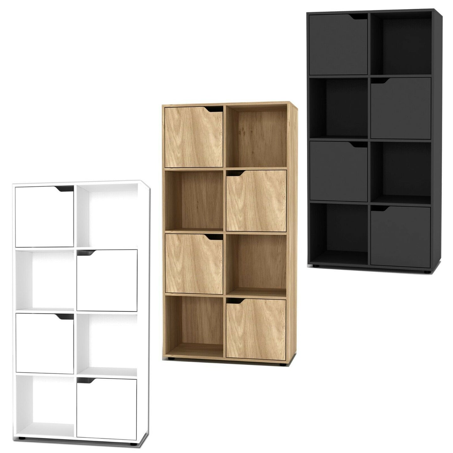 2, 4, 8 Cube Bookcase Shelving Display Shelf Storage Unit Wooden Door Organiser
