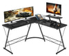 Black L-shaped Computer Desk Corner Table Workstation Office Study Furniture