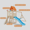 Kids Wooden Swings Slide Set Climbing Wall Frame Garden Play With Slide Sandpit