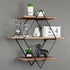 Rustic Wood Geometric Style Wall Floating Shelves for Bedroom Bathroom Kitchen