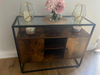 Industrial Style Cupboard Cabinet Tempered Glass Sideboard Rustic Shelf Storage
