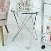 Colton Contemporary Mirrored Glass & Silver Chrome Lamp End Side Drinks Table
