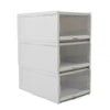 3pc Plastic Shoe Storage Boxes Drawer Stackable Foldable Organiser Clear Gray