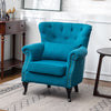 Chesterfield Linen Fabric Armchair Buttoned Wing Back Chair Queen Anne Sofa Seat