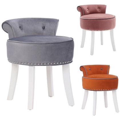Scrollback Velvet Button Dressing Table Chair Vanity Stool Piano Stools Bedroom