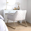 Velvet Armchair | Grey Accent Dressing Table Lounge Chair Metal Frame
