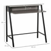 2-Tier Workstation Computer Laptop Desk Table with Storage Shelf Black Grey