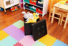 Folding Storage Ottoman Box Footstool Faux Leather Storage Box with Lid Toy Gift