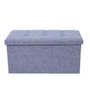 Durable Folding Storage Pouffe Footstool Seat Bench Ottoman Linen Suede Box Gray