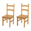 Pair of Dining Chairs Solid Pine Waxed Wooden Dining Room Furniture