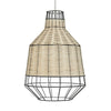 Natural Rattan Wicker Ceiling Light Shade Easy Fit Black Metal Pendant Lighting