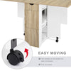 Folding Mobile Drop Leaf Dining Table Set w/4 Stools Dining Kitchen Wooden&White