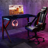Black Gaming Computer Desk Table LED K Design Steel Frame Headphone Holder New