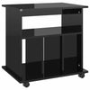 Rolling Cabinet High Gloss Black 60 x 45 x 60 cm Chipboard Organiser Furniture