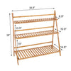 Bamboo Wooden Shelf Plant Stand Folding Multi Tier Ladder Storage Indoor Outdoor