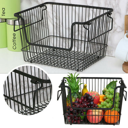 Stackable Hanging Kitchen Vegetable Fruit Storage Rack Wire Basket Organizer UK