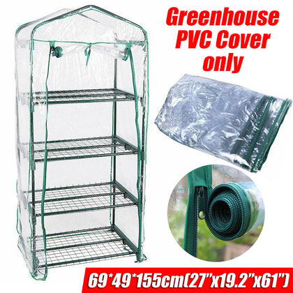 4 Tier Greenhouse Cover Garden Plant Replacement Covers Clear PVC 69X49X155cm
