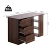 Brown Computer Desk 3 Drawer Storage Shelves Home Office Workstation Study Table