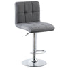 Adjustable Breakfast Bar Stool Chair Fabric Swivel Lift Kitchen Stylish in Grey