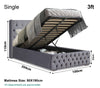 Ottoman Bed Small Double King Size Storage Gas Lift Up Velvet Bed Frame Bedroom
